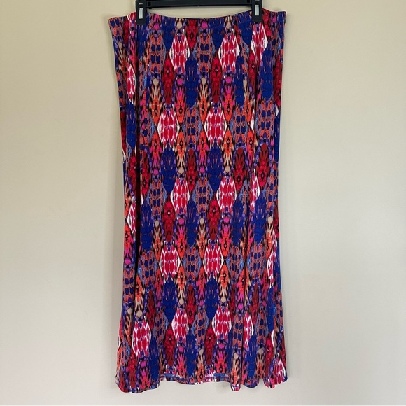 Susan Graver Maxi Skirt Liquid Knit Women 1XP Petite Pull On Stretch Jewel Tones - Picture 1 of 7